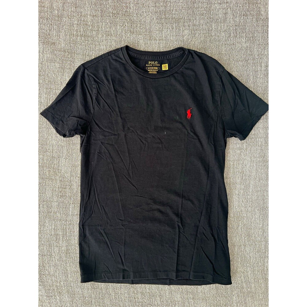 Polo Ralph Lauren Men's Black Custom Slim Fit Cotton Knit Logo Crew T-Shirt S